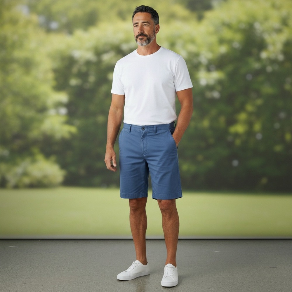 Tommy Bahama Boracay Chino Shorts 36 Blue Cotton Tencel Stretch Flat Front 9in